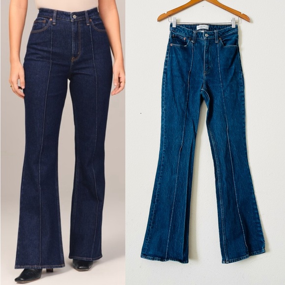 Abercrombie & Fitch Denim - Abercrombie & Fitch Dark Blue High-Rise Flare Jeans